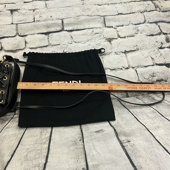 Fendi Black Mon Trésor Mini Leather-trimmed Canvas Bucket Bag - Picture 15 of 16